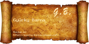 Gyürky Barna névjegykártya